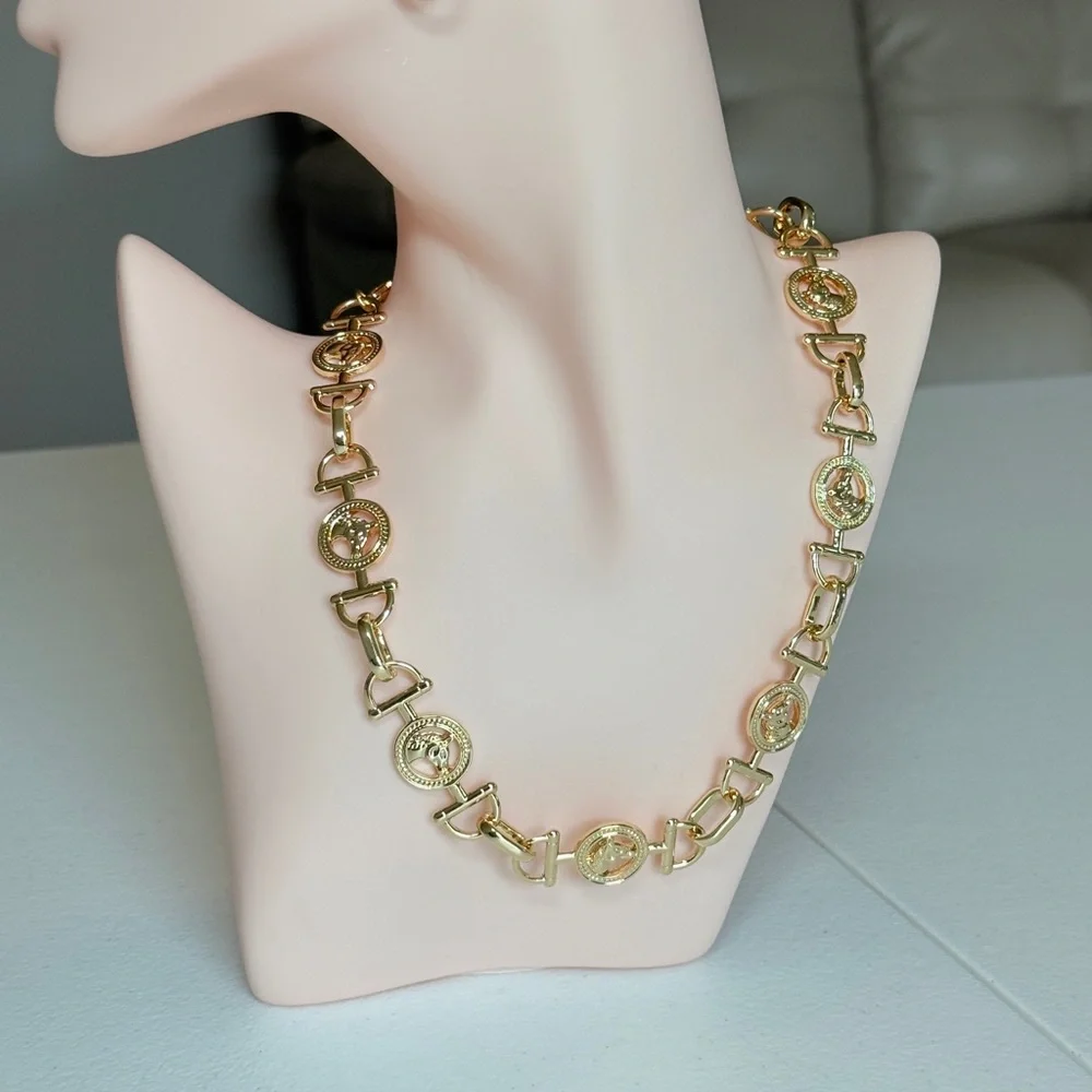Gold Medallion Link Necklace - Women Jewelry